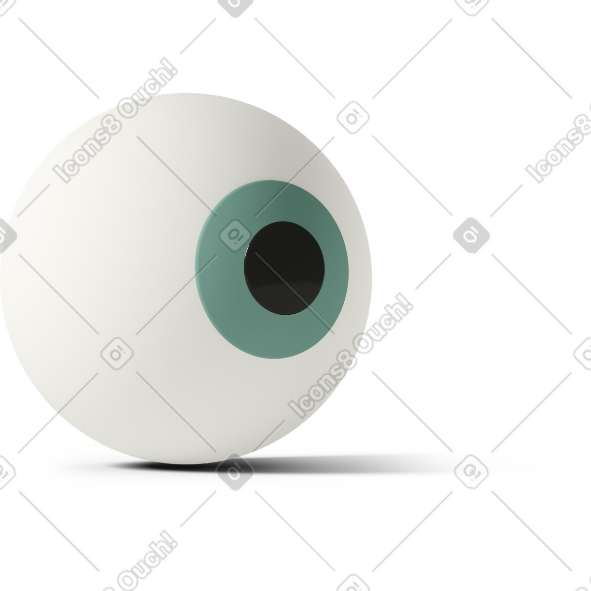 3D Casual life スタイルの Green eyeball looking right のイラストをPNG、SVG形式でダウンロード
