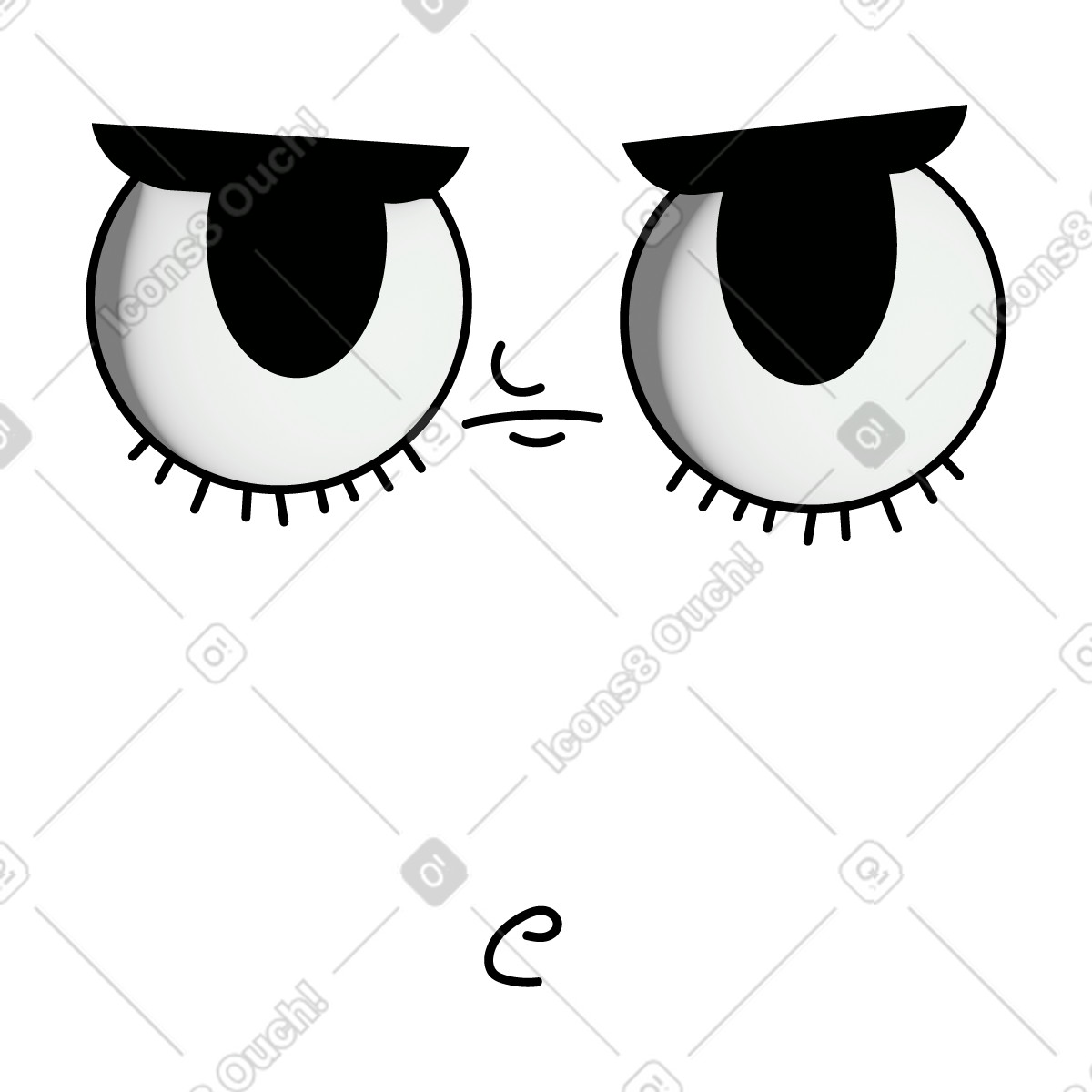 Illustration Expression faciale sérieuse dans le style Cartoony à télécharger aux formats PNG, SVG