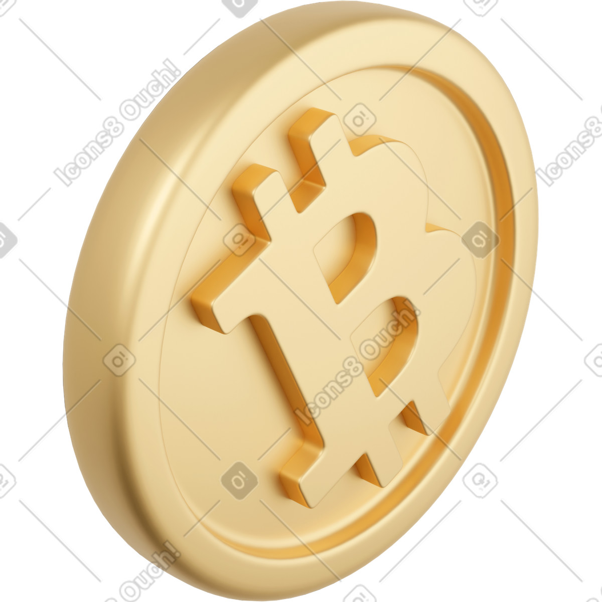 Ilustración Vista lateral de bitcoin dorado en estilo 3D Business a descargar en PNG y SVG