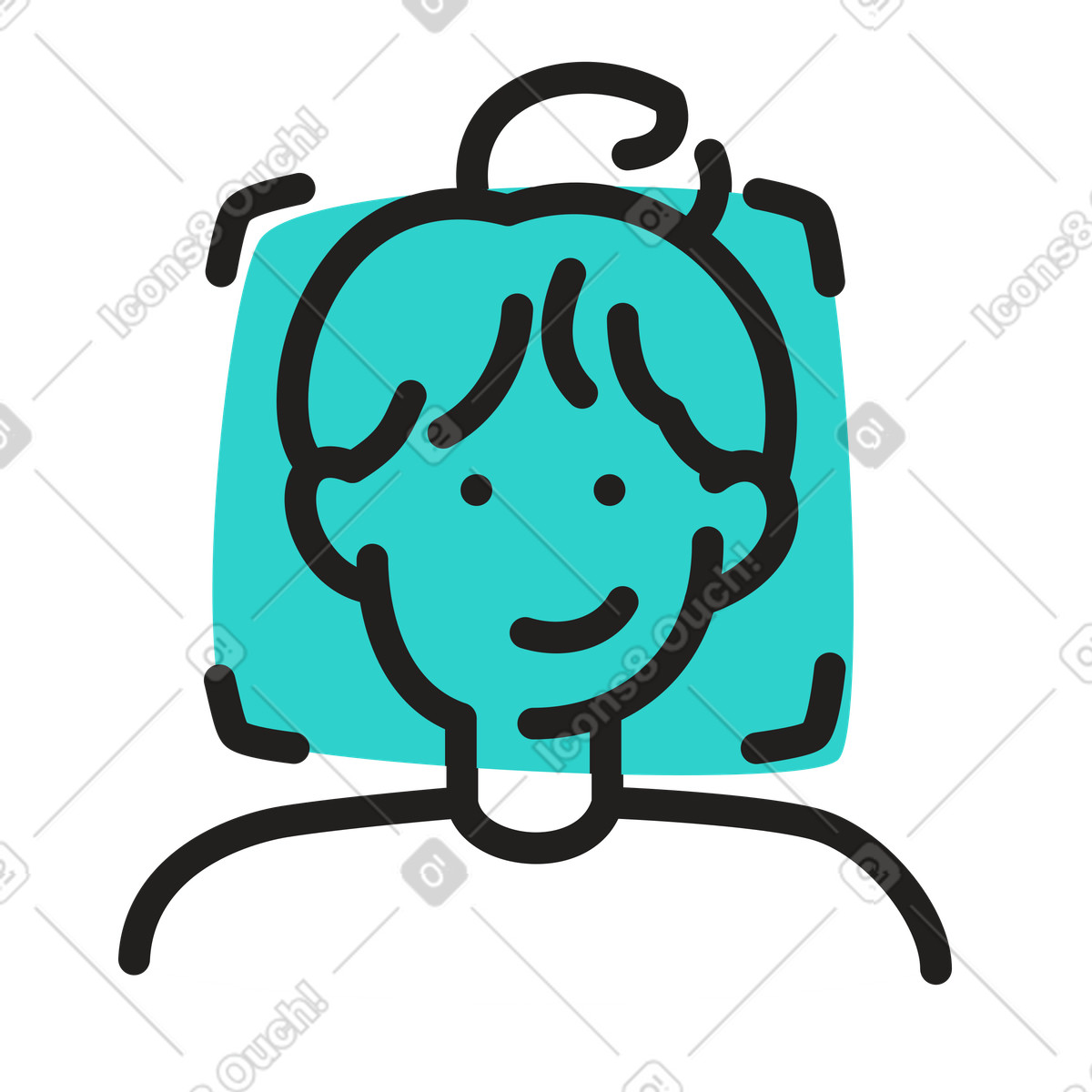Female face recognition technology illustration in Little style download in PNG, SVG