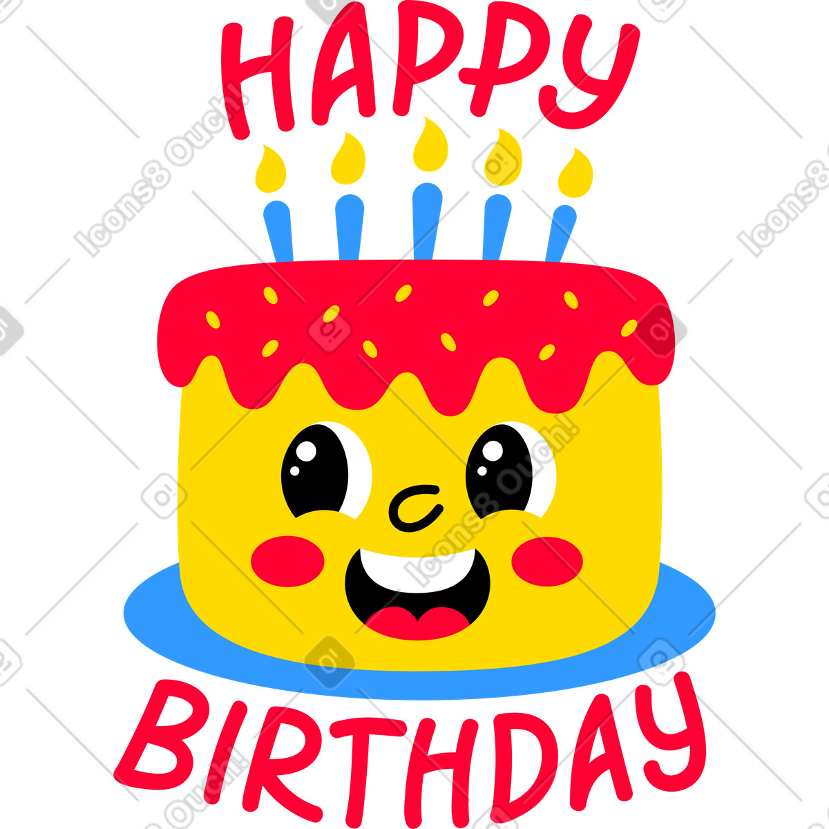Schriftzug „alles gute zum geburtstag“ mit kuchentext-Illustration im Lettering-Stil als Download in PNG, SVG