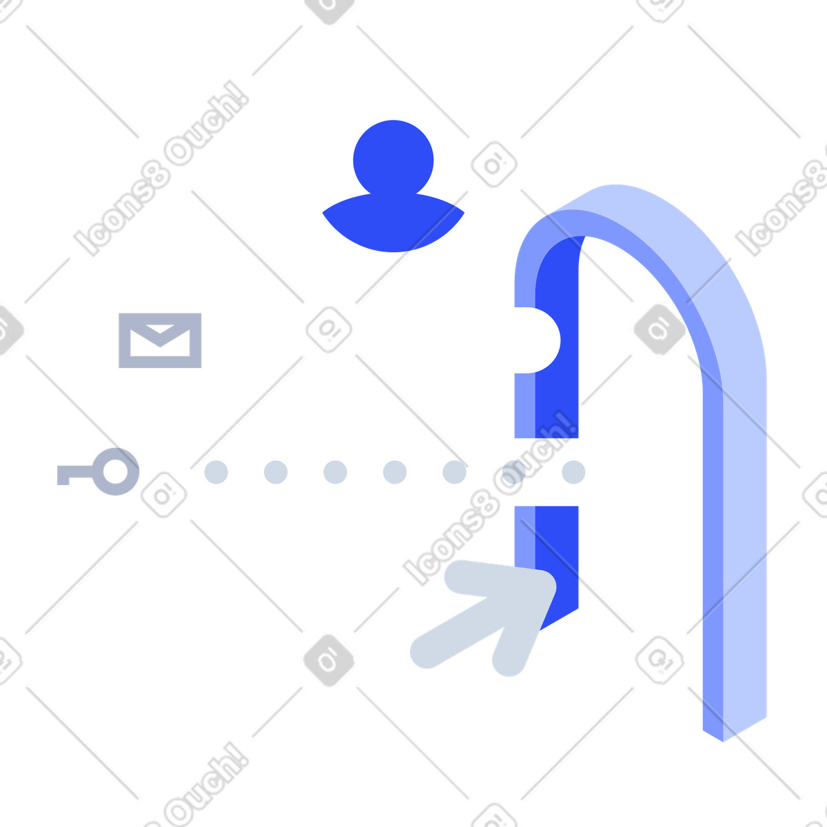 Illustration Connexion au compte, authentification et protection des données personnelles dans le style System à télécharger aux formats PNG, SVG