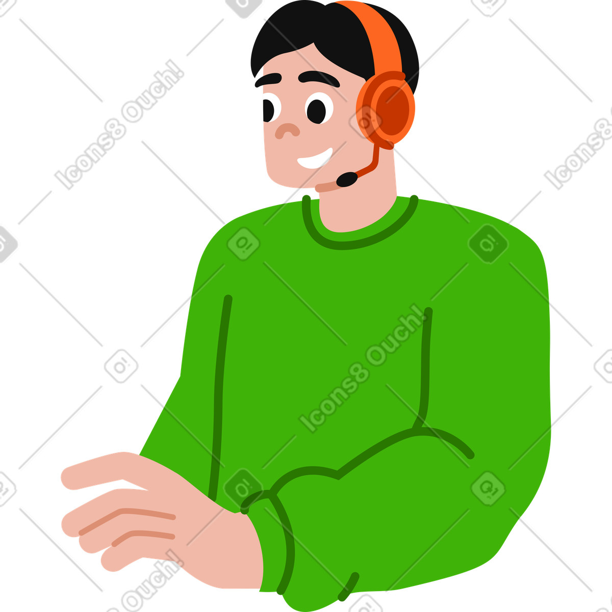 Mann im headset-Illustration Active-Stil als Download in PNG, SVG