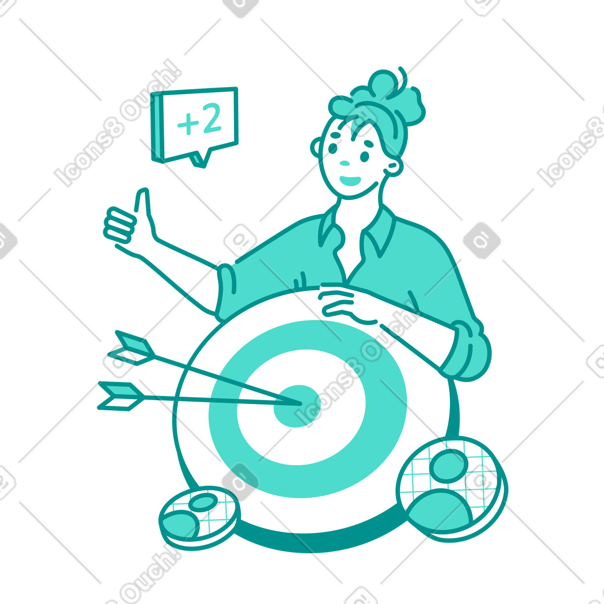 Esperto di marketing sui social media che fa il pollice in su illustrazione stile Natty scarica PNG, SVG