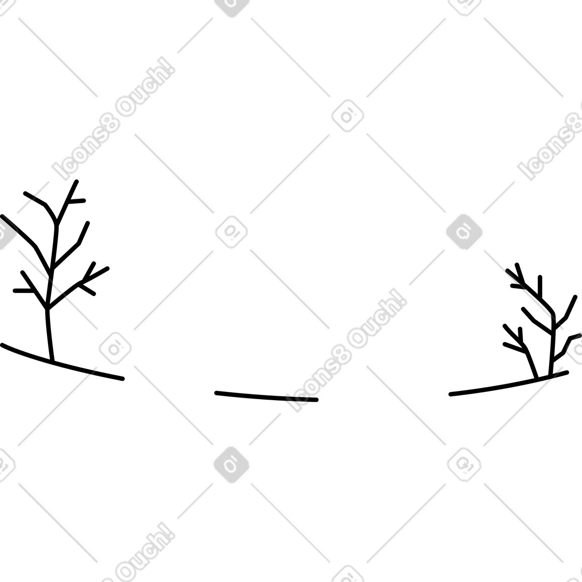 Иллюстрация Bushes silhouette border creating natural landscape frame for text space в стиле Notion Line Art — скачать в форматах PNG, SVG