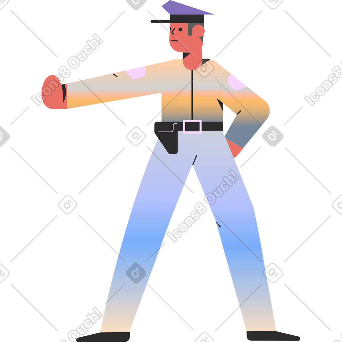 Ilustración Policía en estilo Marginalia a descargar en PNG y SVG