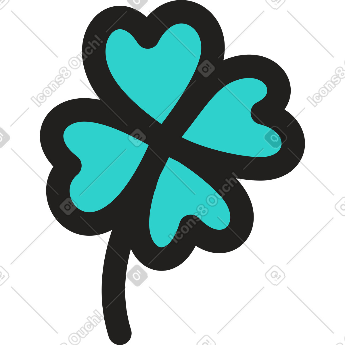 Four-leaf clover illustration in Little style download in PNG, SVG