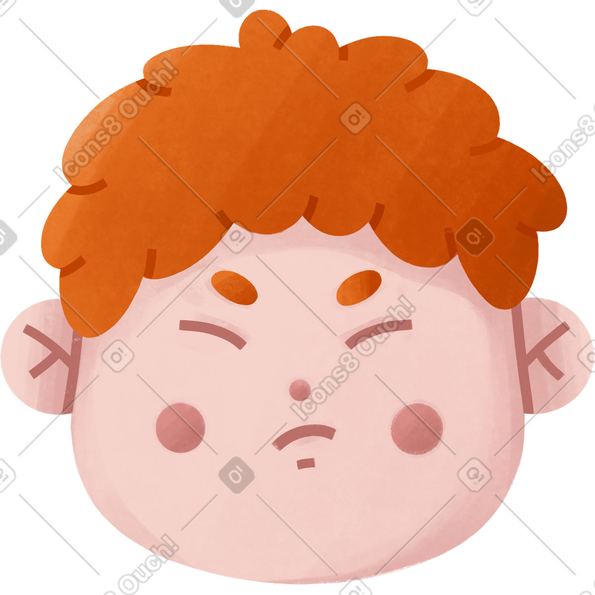 Bonbon スタイルの Disgruntled ginger boy のイラストをPNG、SVG形式でダウンロード