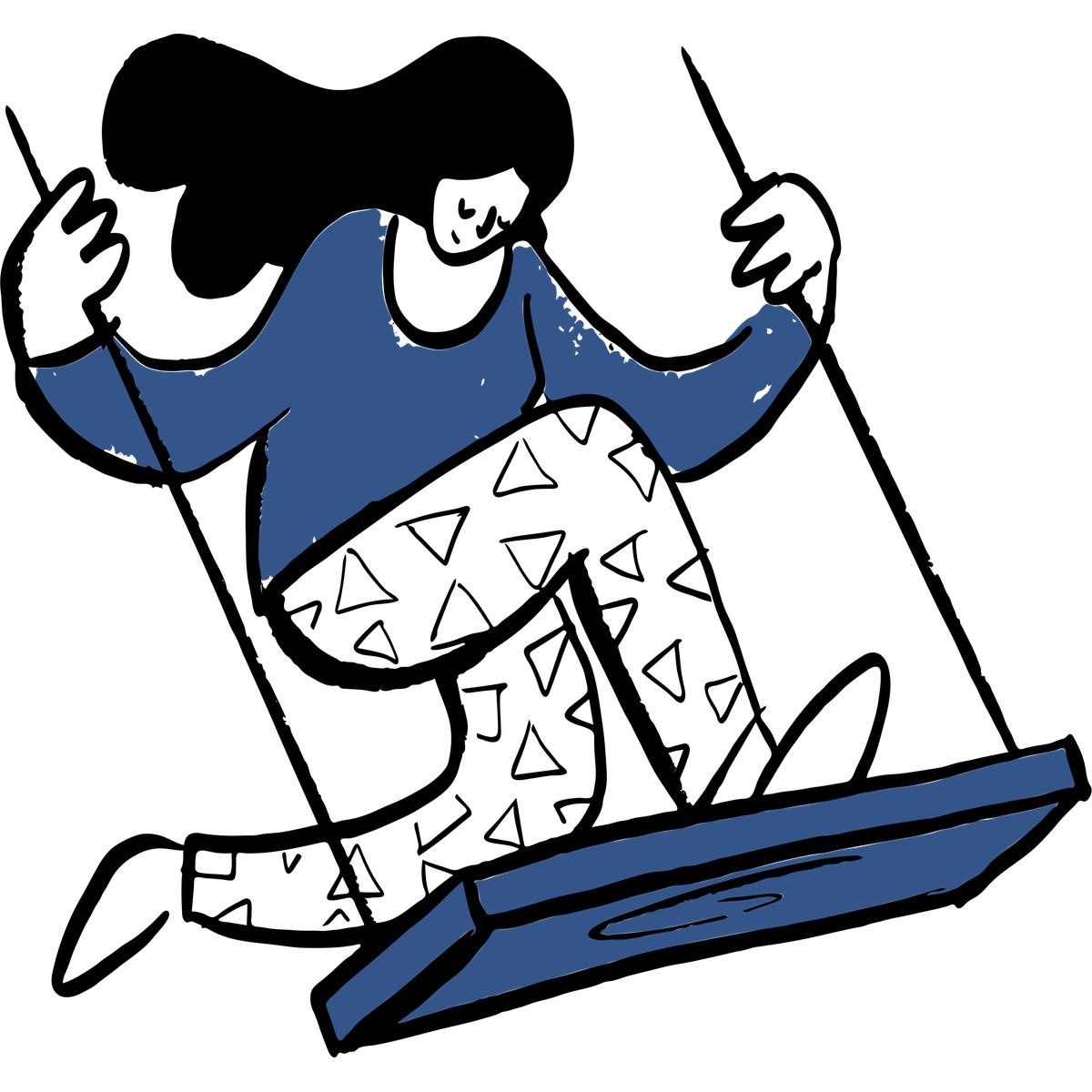 Illustration Femme se balançant sur une balançoire dans le style Open Doodles à télécharger aux formats PNG, SVG