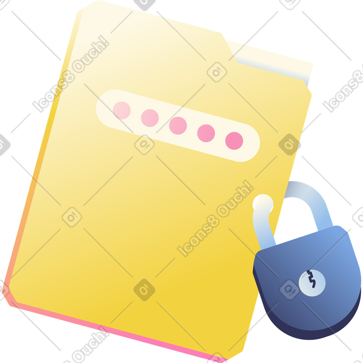Confidential file with lock and key illustration in Beam style download in PNG, SVG