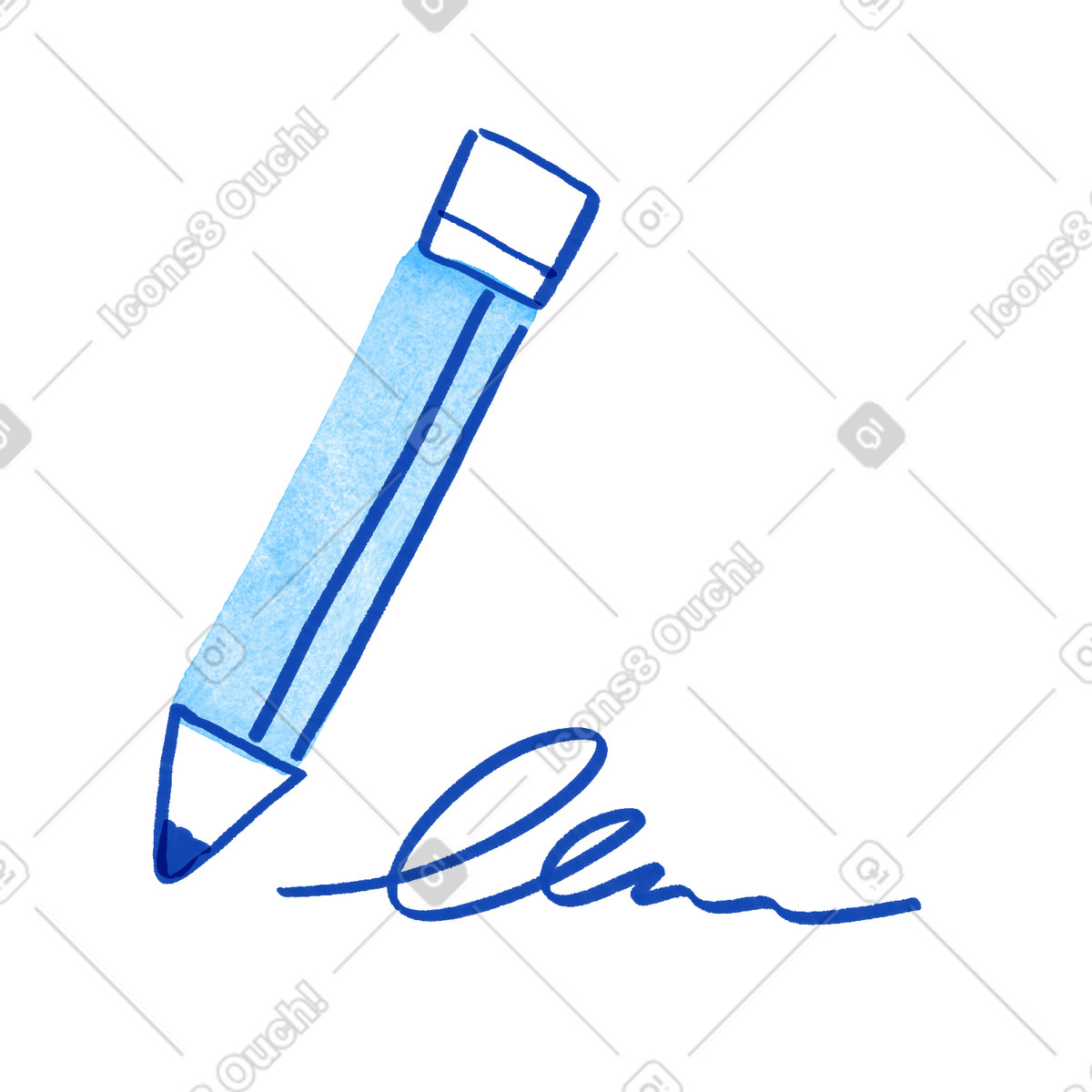 Иллюстрация Pencil drawing curved signature line indicating handwritten digital signing action в стиле Tint — скачать в форматах PNG, SVG