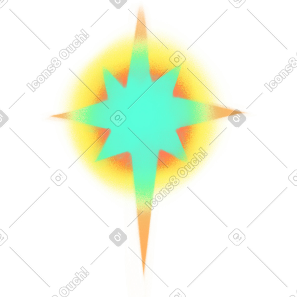 Illustration Grande étoile verte du nord avec halo jaune dans le style Doodle à télécharger aux formats PNG, SVG