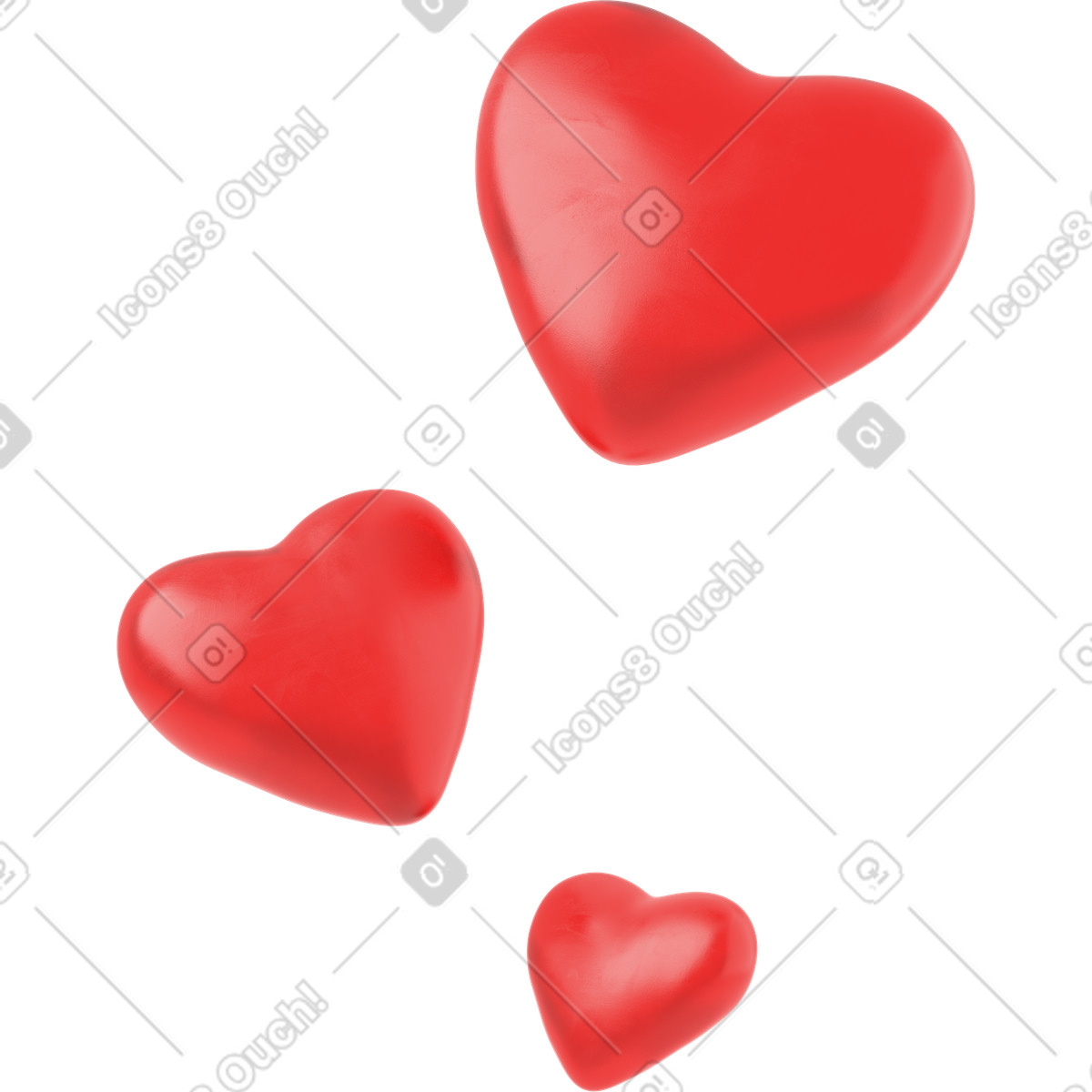 Ilustração de Floating red hearts em no estilo 3D Business para baixar em PNG, SVG
