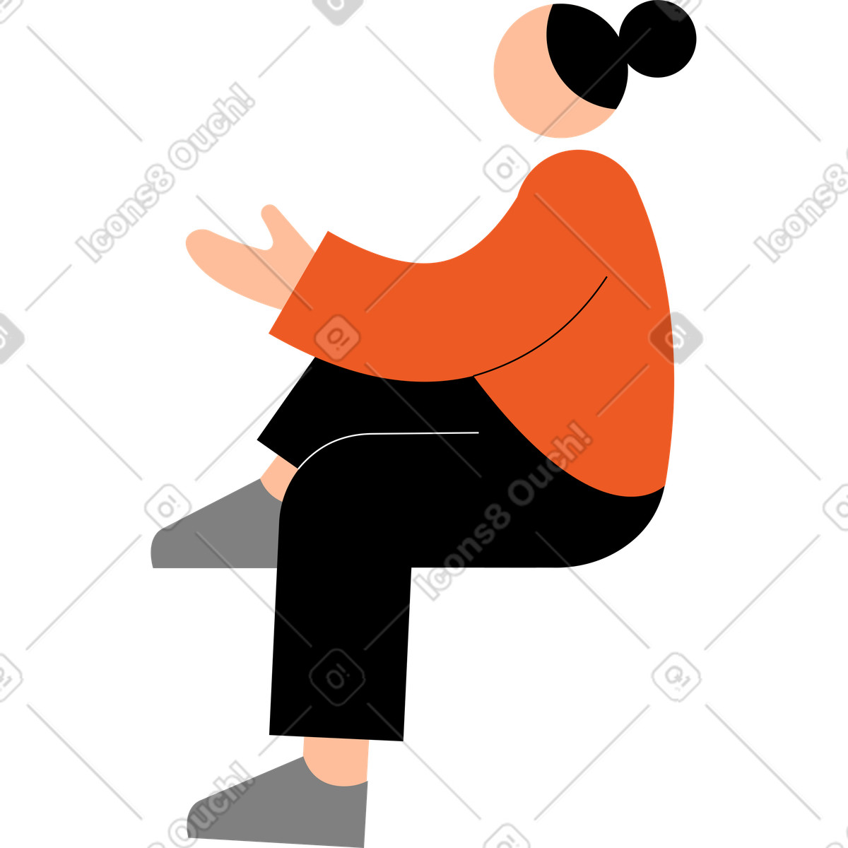 下载 Tiny 风格的 坐着的年轻女子 插画，支持 PNG、SVG 格式