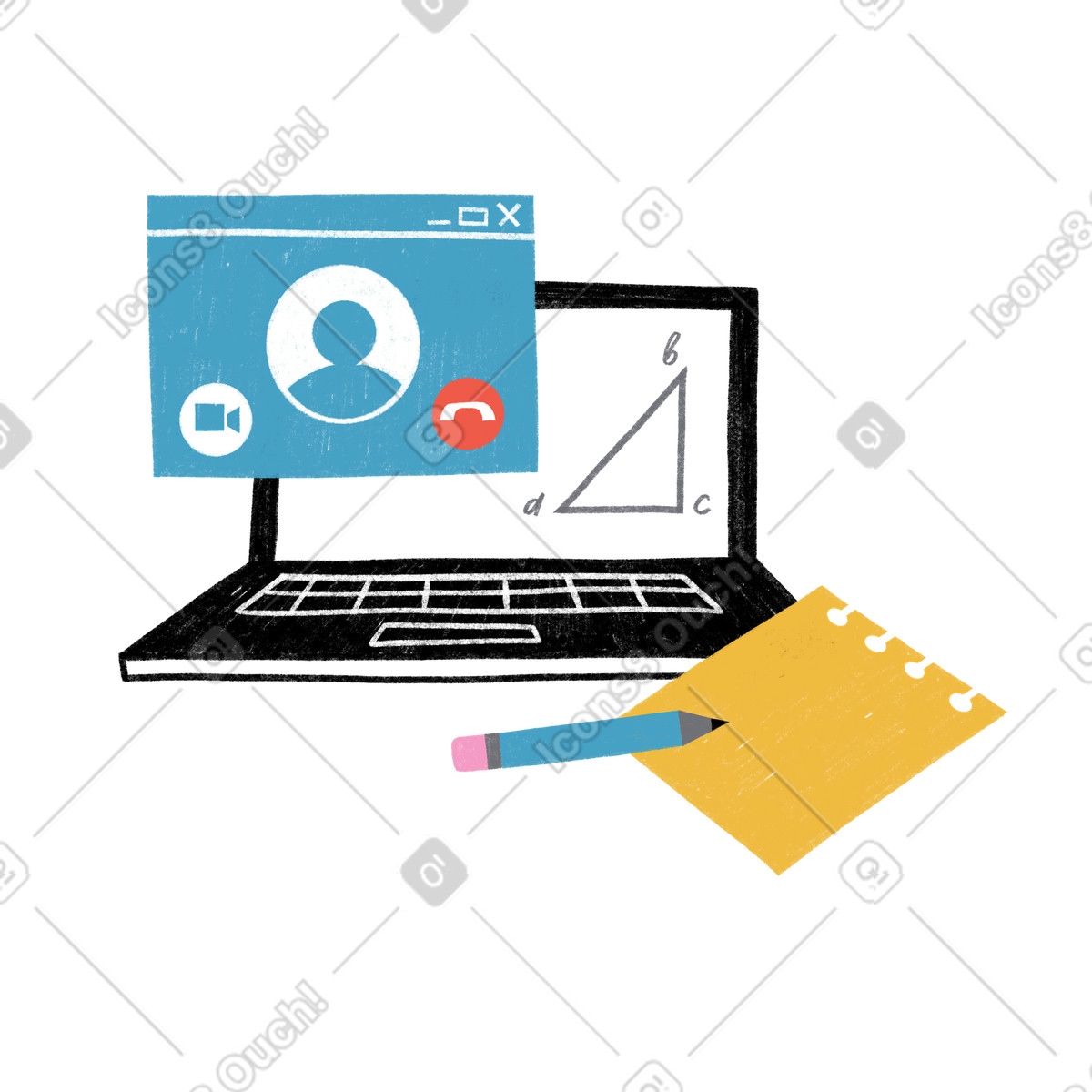 Online education in laptop illustration Tutti style download PNG, SVG