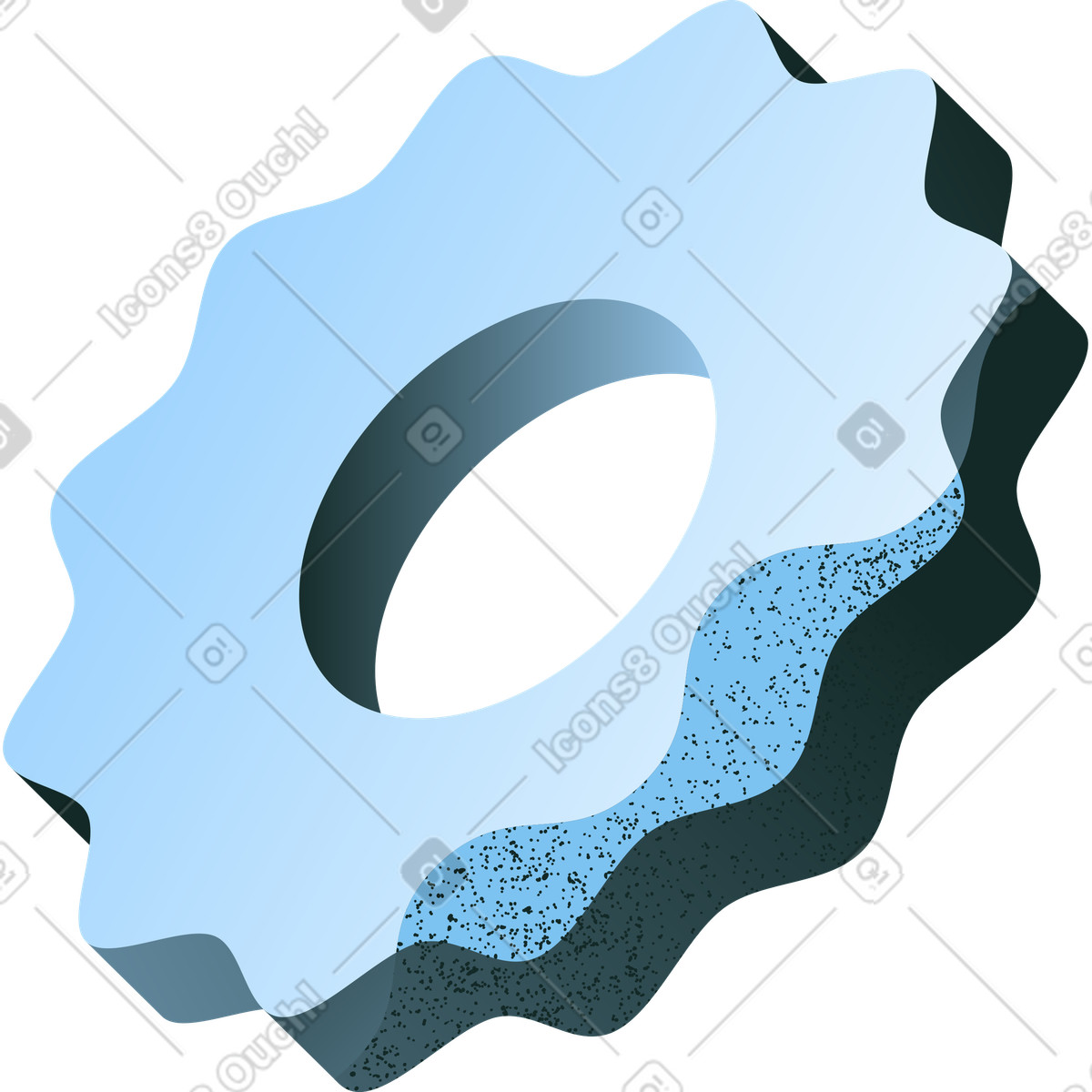 Blue gear in isometry with shade illustration Concept style download PNG, SVG