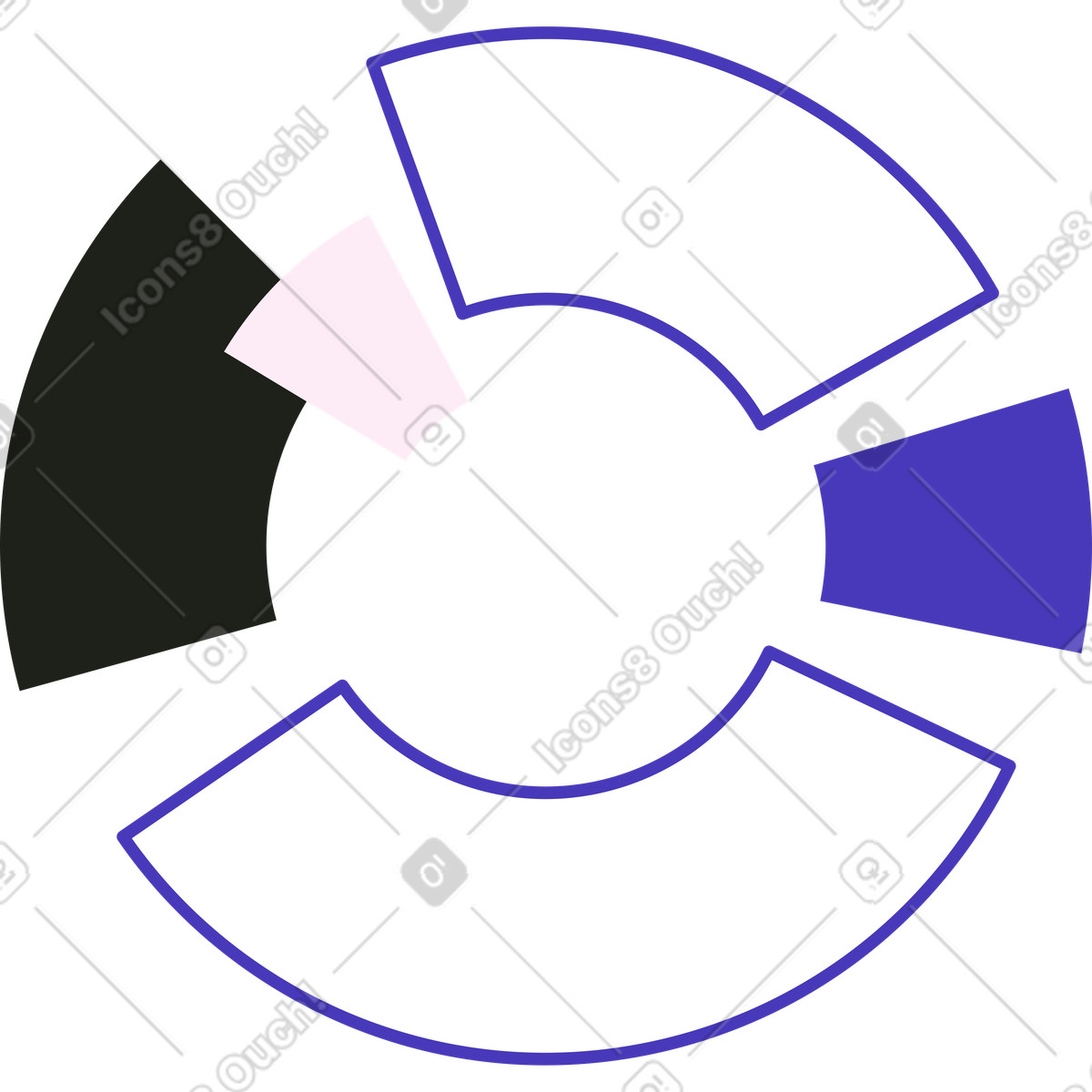 Diagramma piccolo cerchio in bianco e nero blu illustrazione stile Blueberry scarica PNG, SVG
