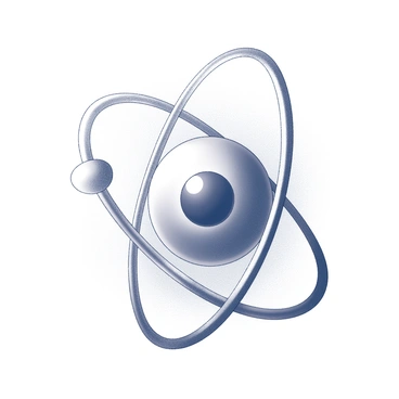 An atom with a central nucleus composed of protons and neutrons is depicted. Surrounding the nucleus is a fuzzy electron cloud, which appears as a soft, amorphous layer of particles. This cloud is depicted with areas that are less dense, indicating potential ionization areas. These regions within the cloud are shown as lightly shaded zones that suggest a likelihood of electron transition. The overall structure maintains a spherical shape, with the nucleus at the center and the electron cloud distributed around it.