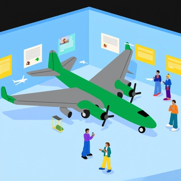 An Antonov plane displayed in a museum's aviation exhibit