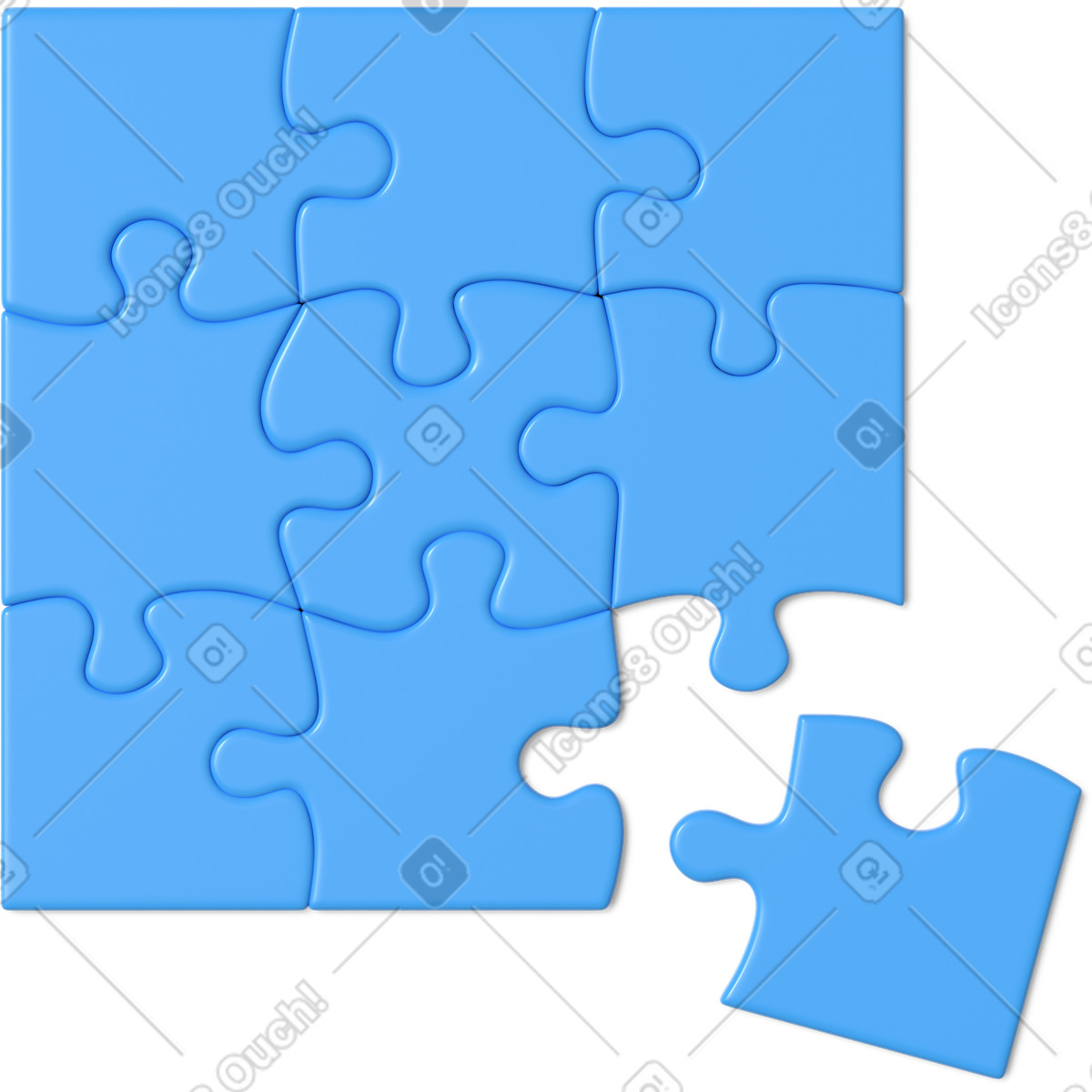 Blue puzzle illustration in 3D Business style download in PNG, SVG