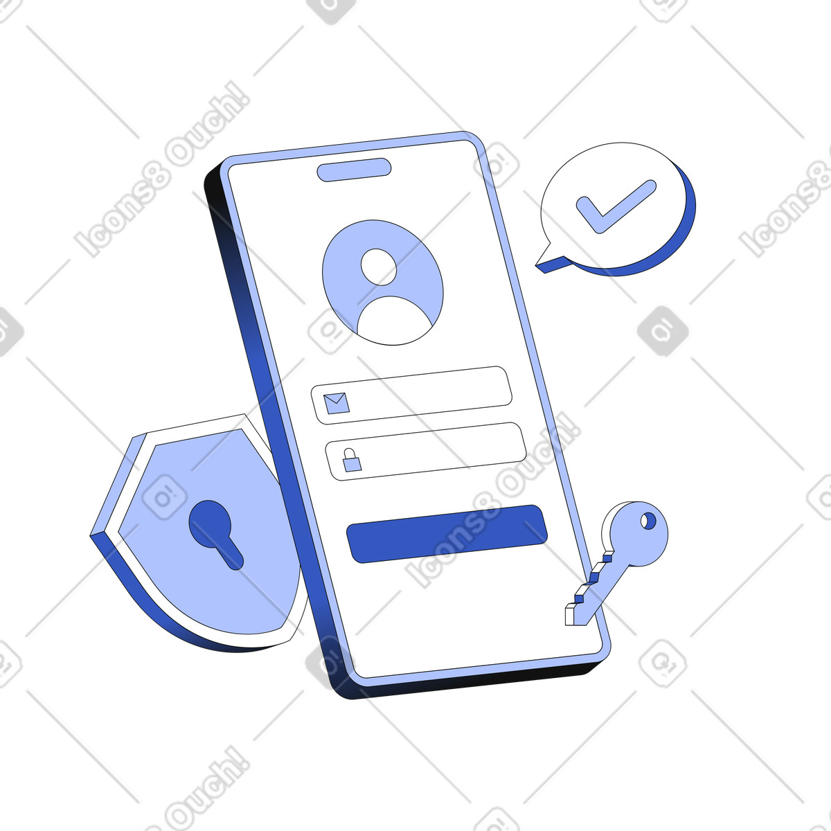Signing in to user account illustration Techny style download PNG, SVG