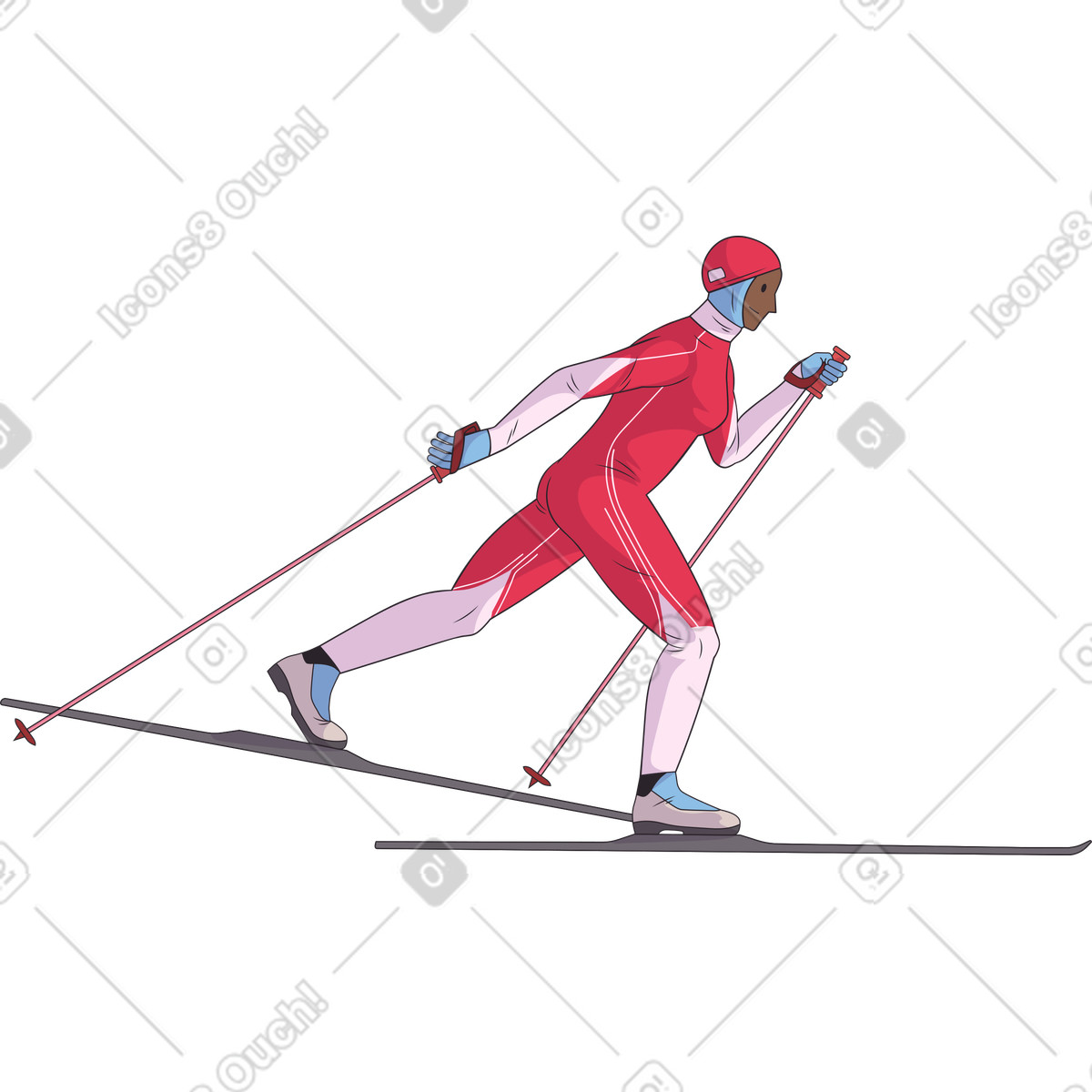 Illustration Woman skier dans le style Eastwood à télécharger aux formats PNG, SVG