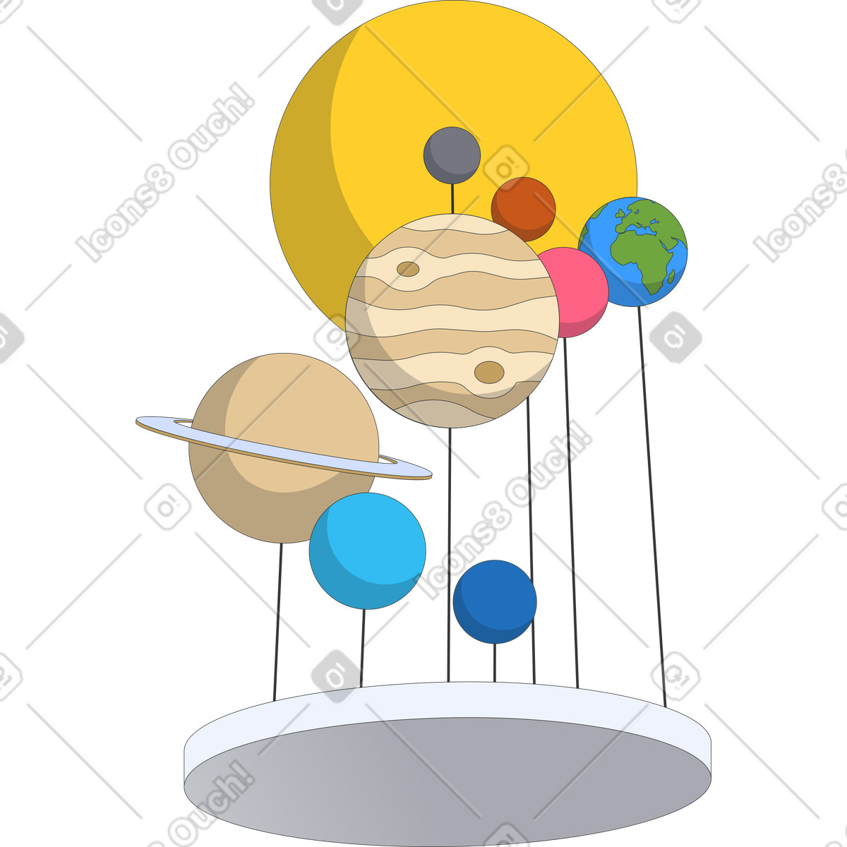Modell des sonnensystems-Illustration im Kit-Stil als Download in PNG, SVG