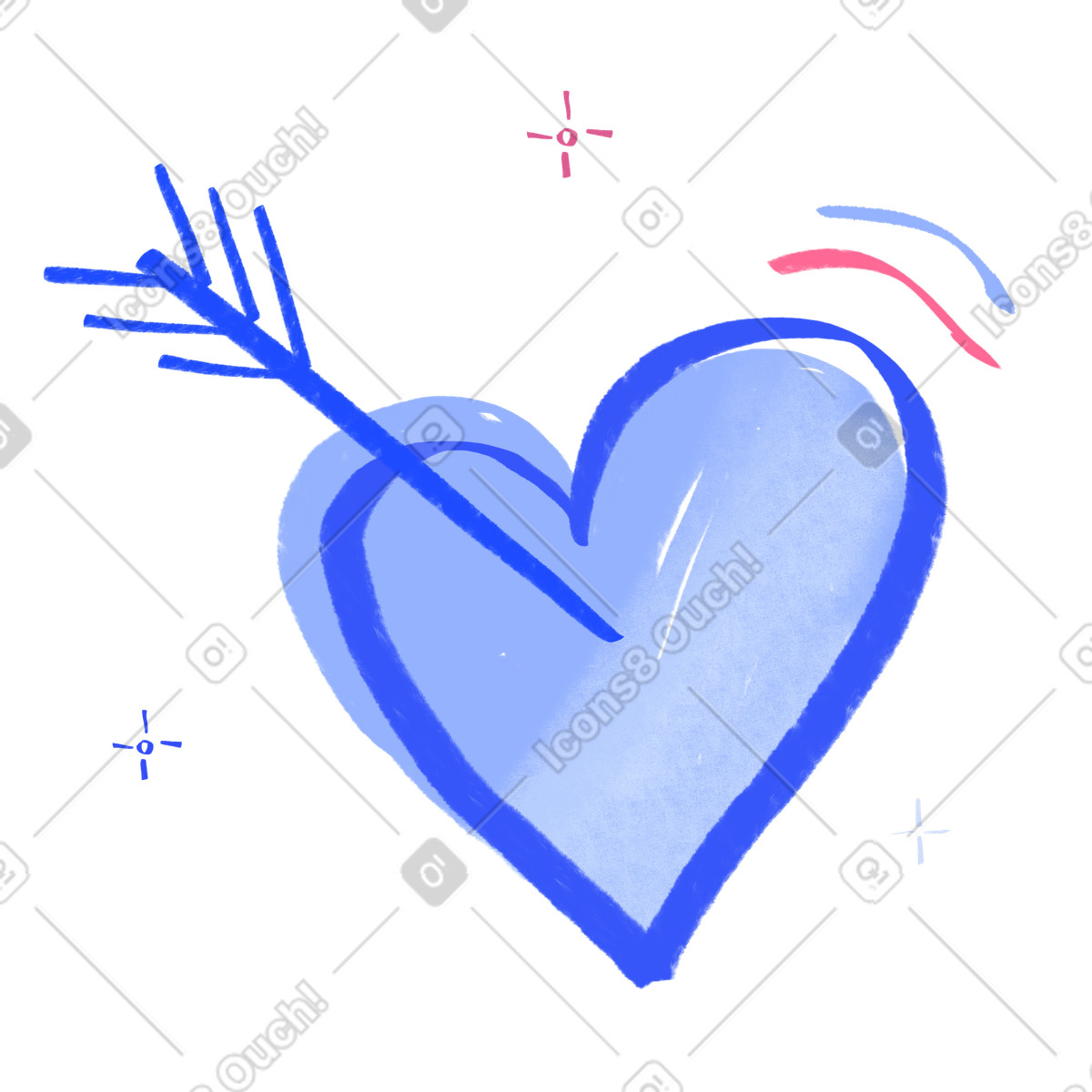 Quirky スタイルの 心を貫く矢 のイラストをPNG、SVG形式でダウンロード