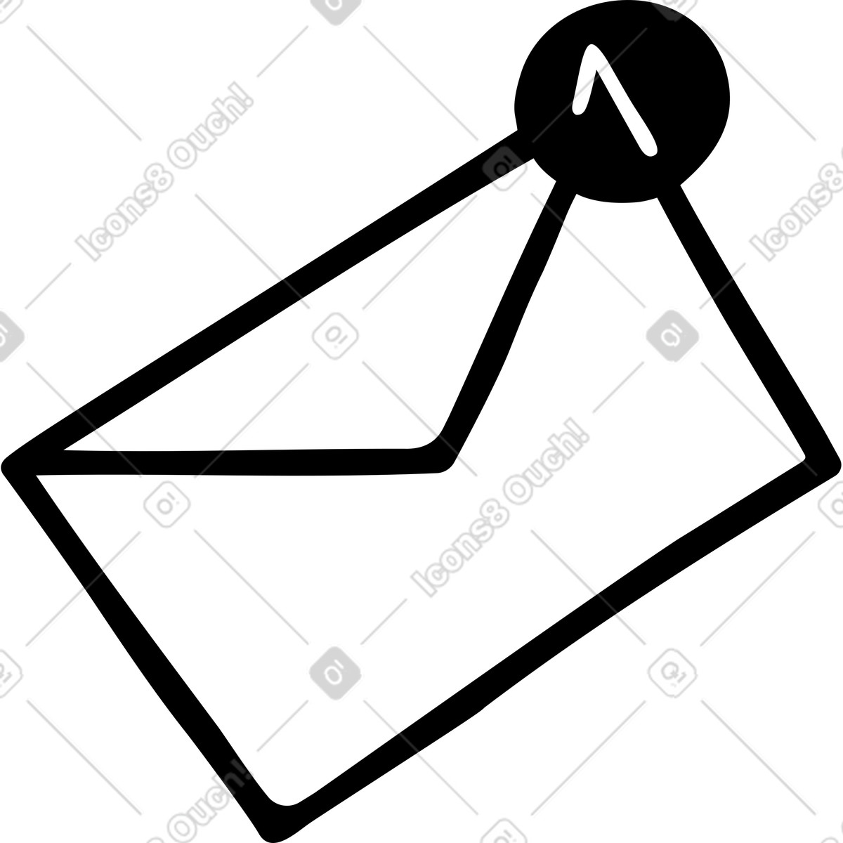 White envelope icon with one new message illustration in Journal style download in PNG, SVG
