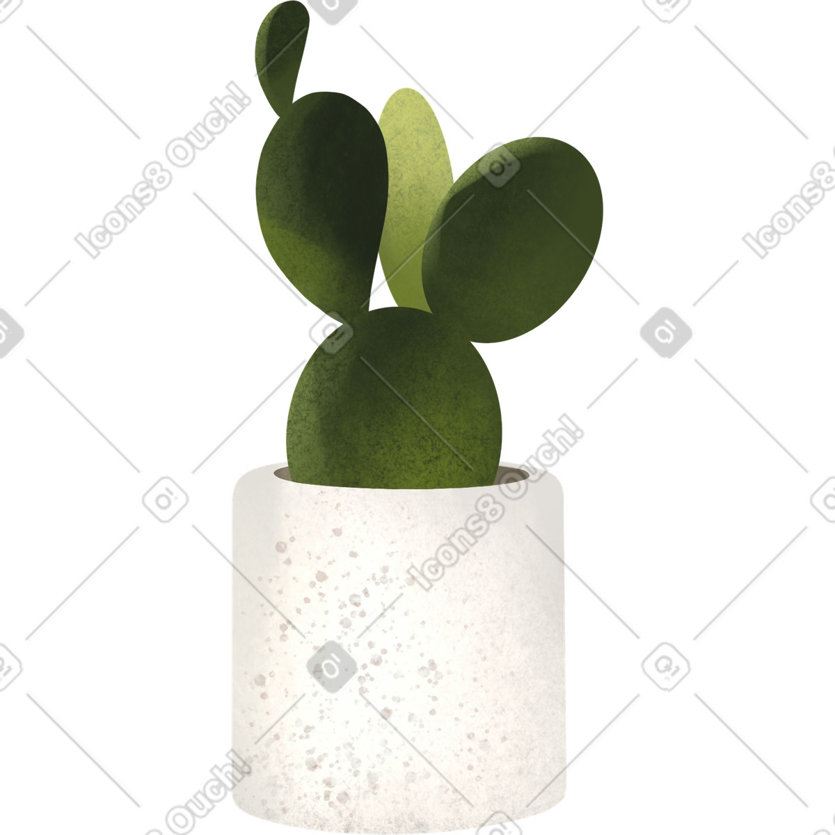 Cactus in a clay pot illustration Demure style download PNG, SVG
