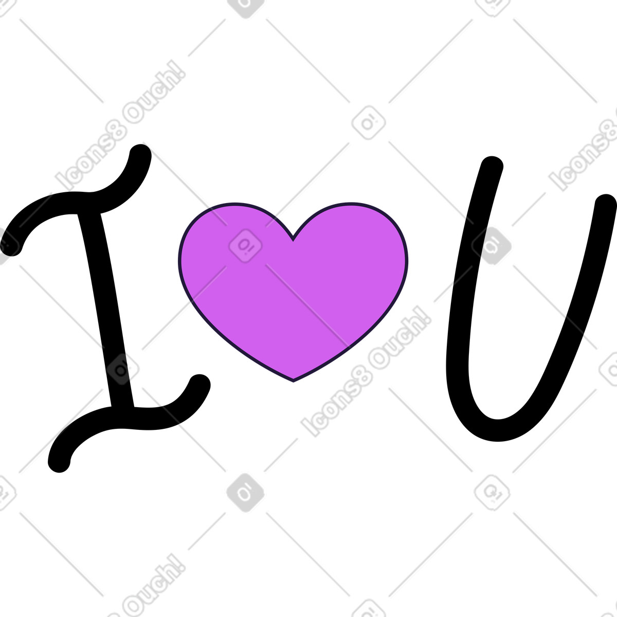 Ilustración Te quiero en estilo Conifer a descargar en PNG y SVG