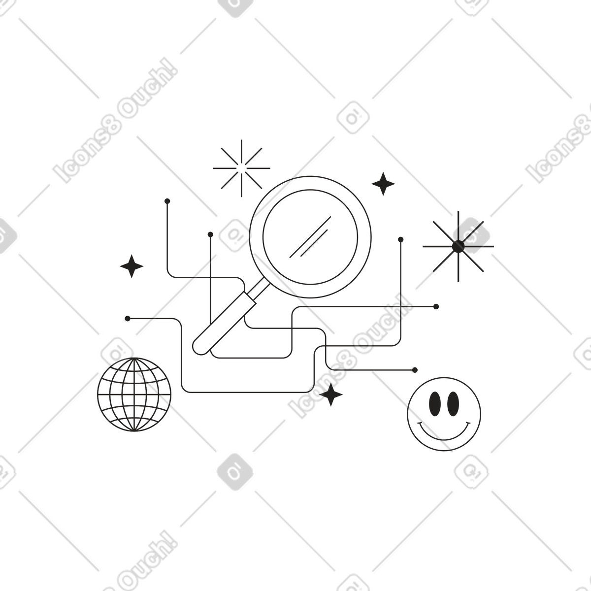 Tokyo スタイルの 要素を使用した拡大鏡web検索 のイラストをPNG、SVG形式でダウンロード