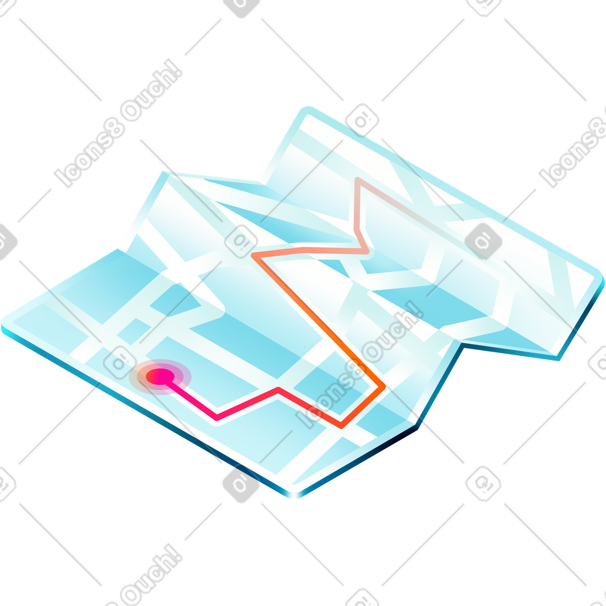 Ilustración Mapa isométrico en estilo Glare a descargar en PNG y SVG