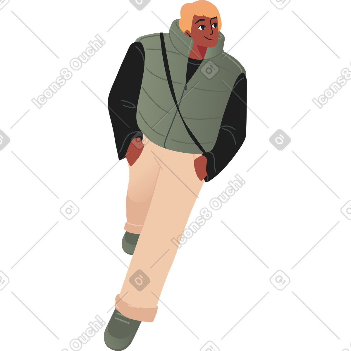 Ilustração de Jovem andando em no estilo Coworking para baixar em PNG, SVG