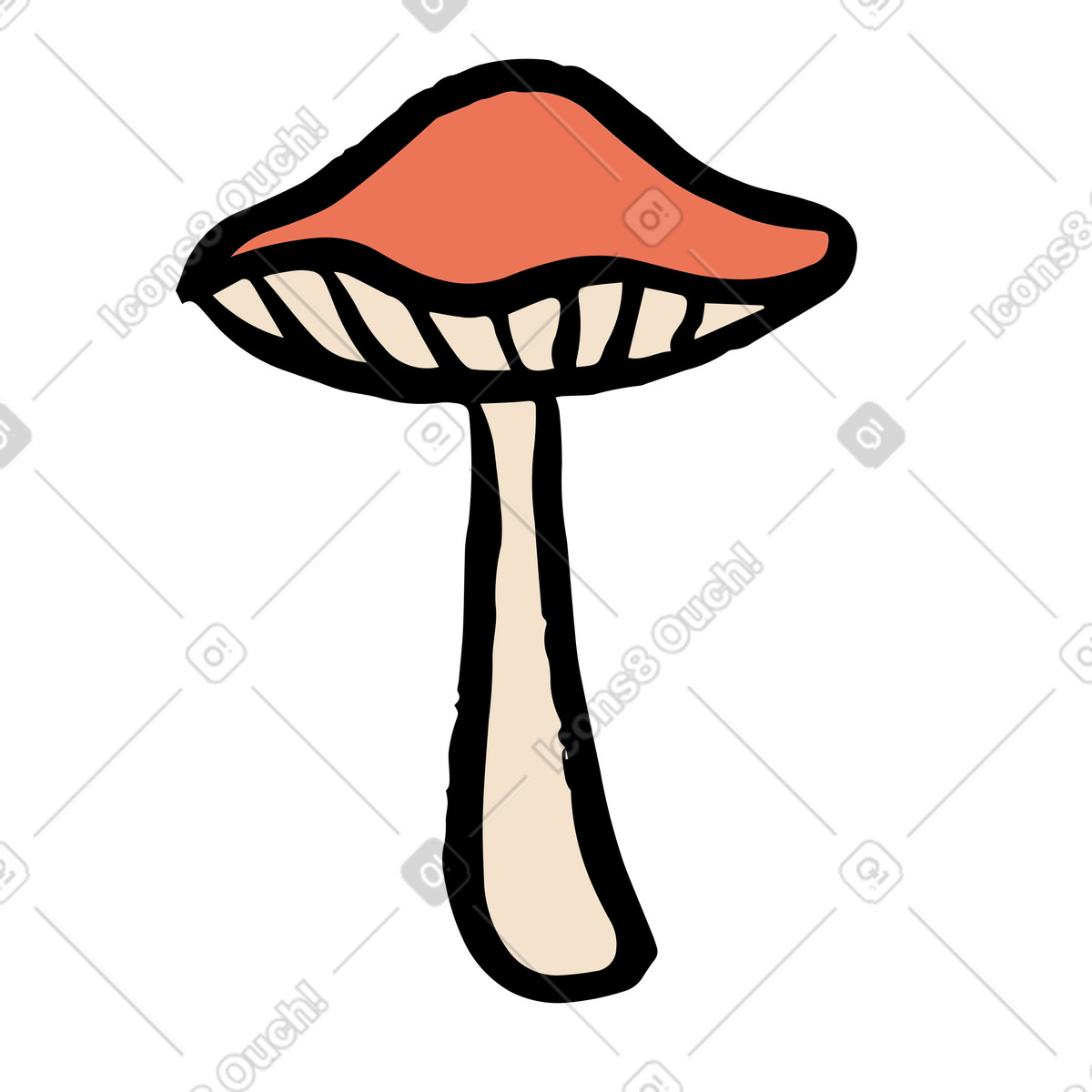 Red cap mushroom, organic food illustration in Scandi style download in PNG, SVG