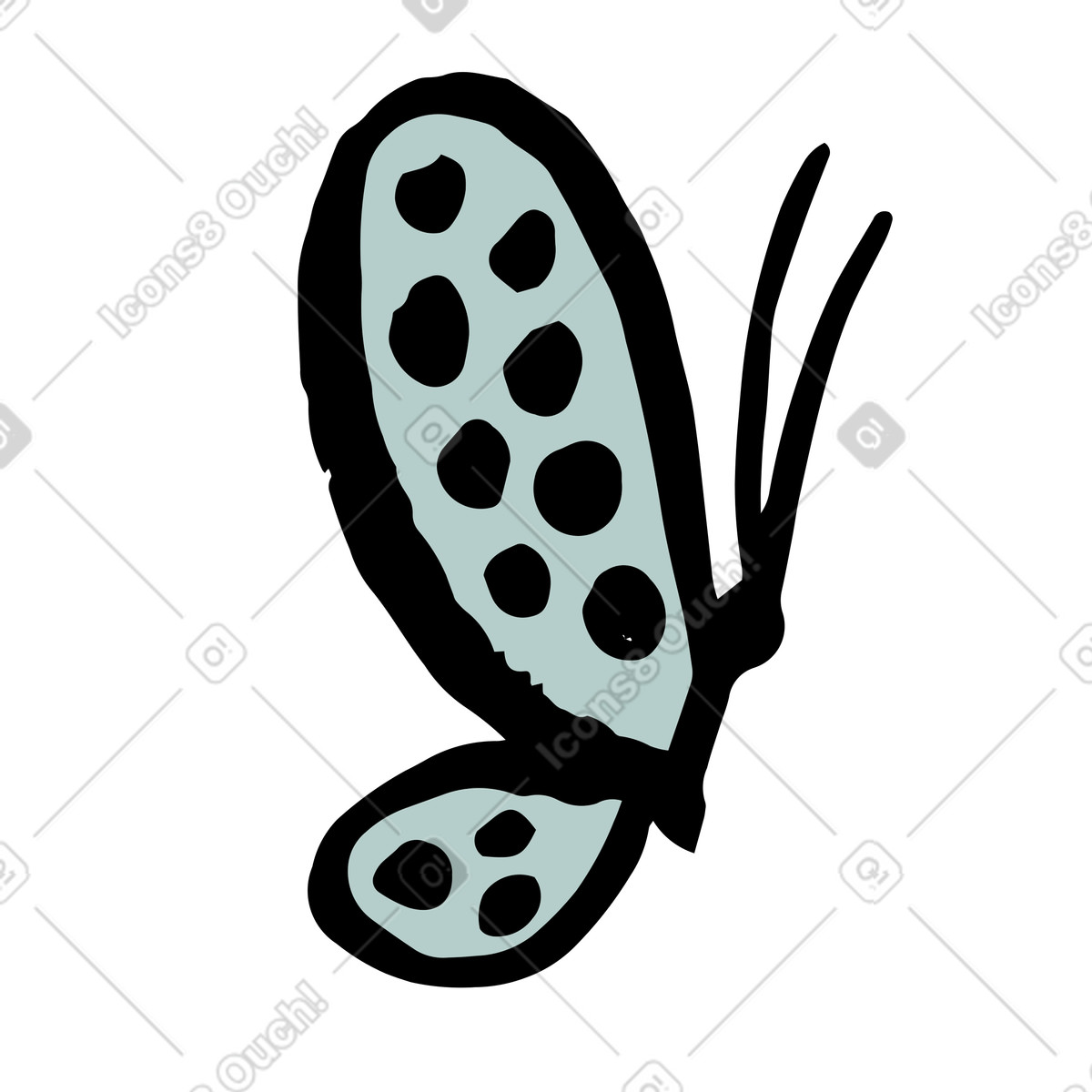 Butterfly with black-spotted wings illustration in Scandi style download in PNG, SVG