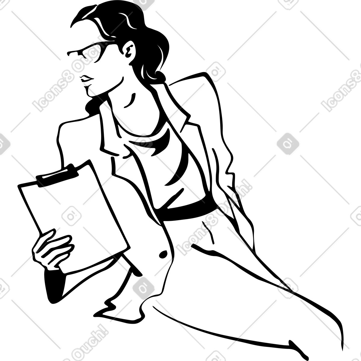 Donna d'affari che tiene una cartella illustrazione in stile Line scarica in PNG, SVG