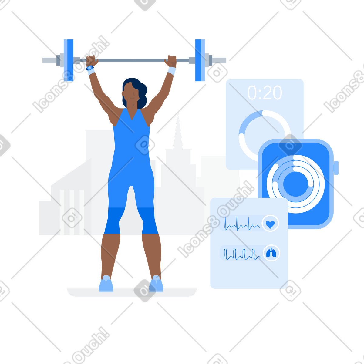 Illustration Fitness intelligent dans le style Urban à télécharger aux formats PNG, SVG