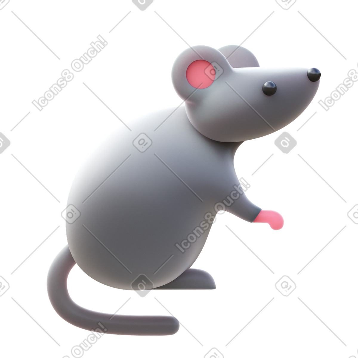 Mouse animal illustration in 3D Fluency style download in PNG, SVG