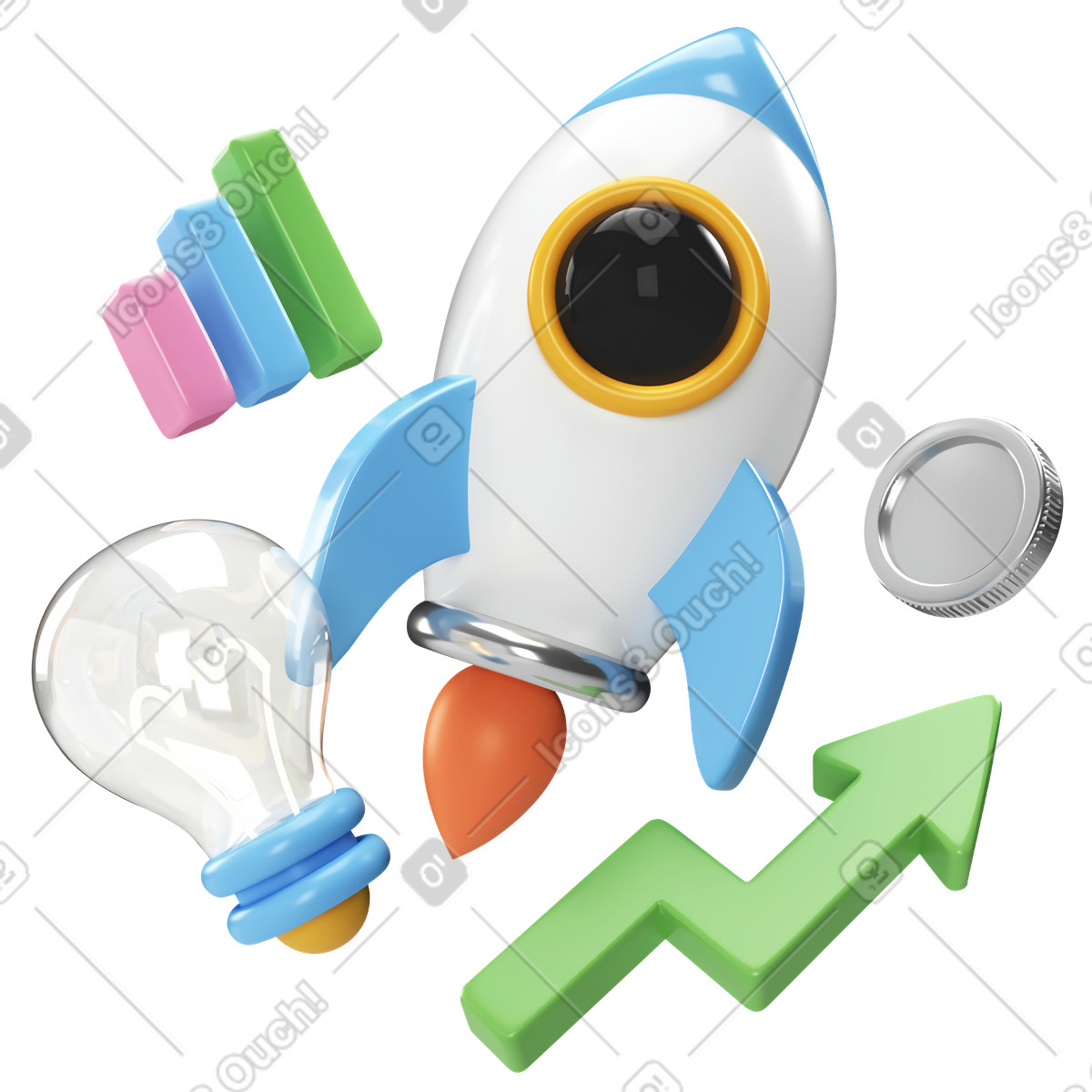 Startup launch and revenue generation illustration in PNG, SVG