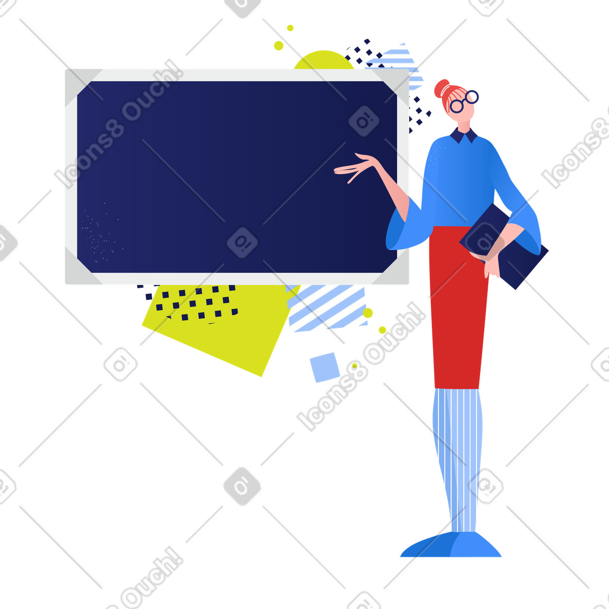 School teacher at the blackboard illustration clipart for educators in PNG SVG GIF