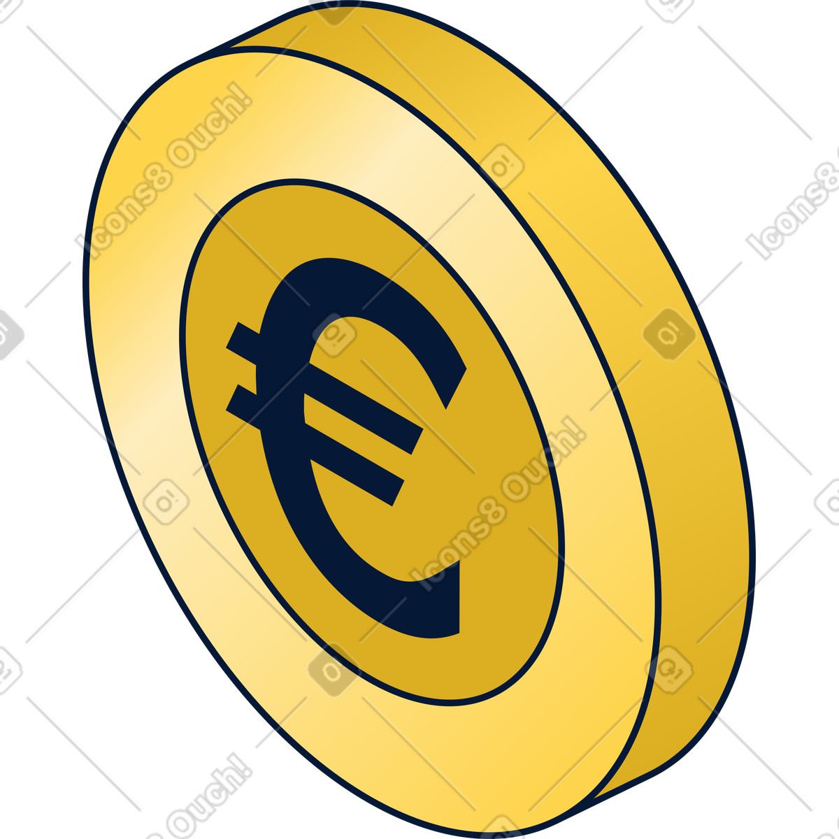 Euro isometric coin illustration in Neat style download in PNG, SVG