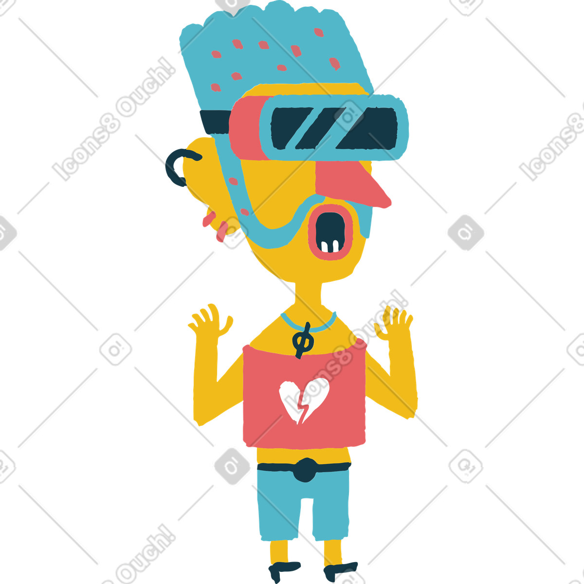 Surprized man illustration in Flamenco style download in PNG, SVG