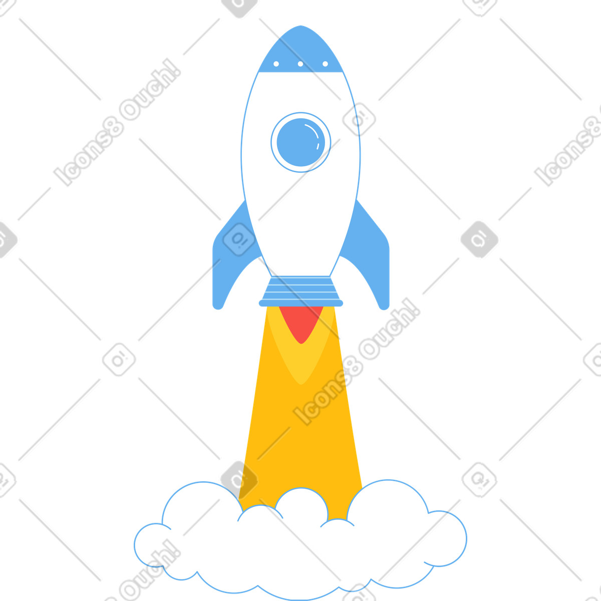 Piccolo razzo con una nuvola di fumo illustrazione in stile Sammy scarica in PNG, SVG