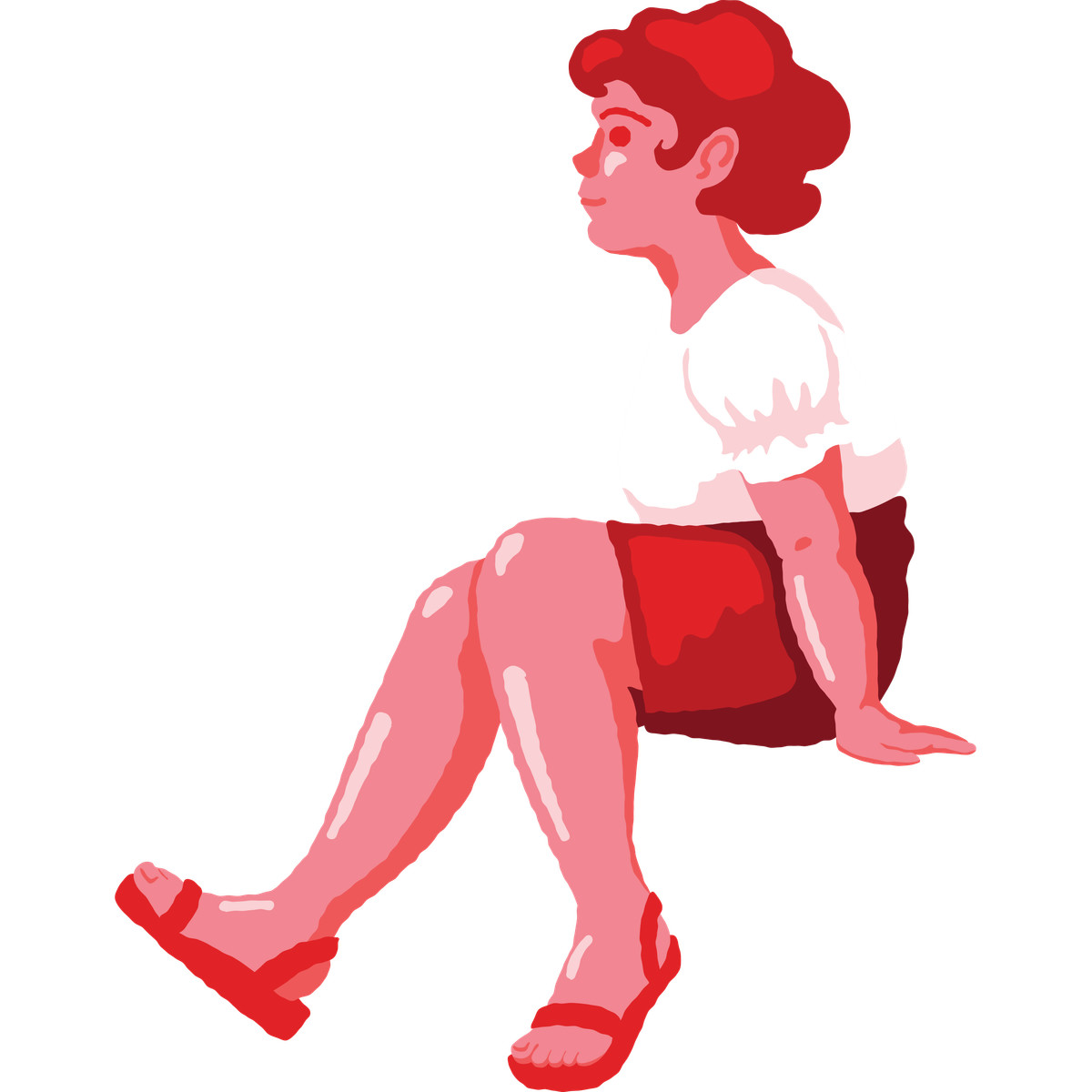 Ilustração de Chubby girl sitting side view em no estilo Cherry para baixar em PNG, SVG
