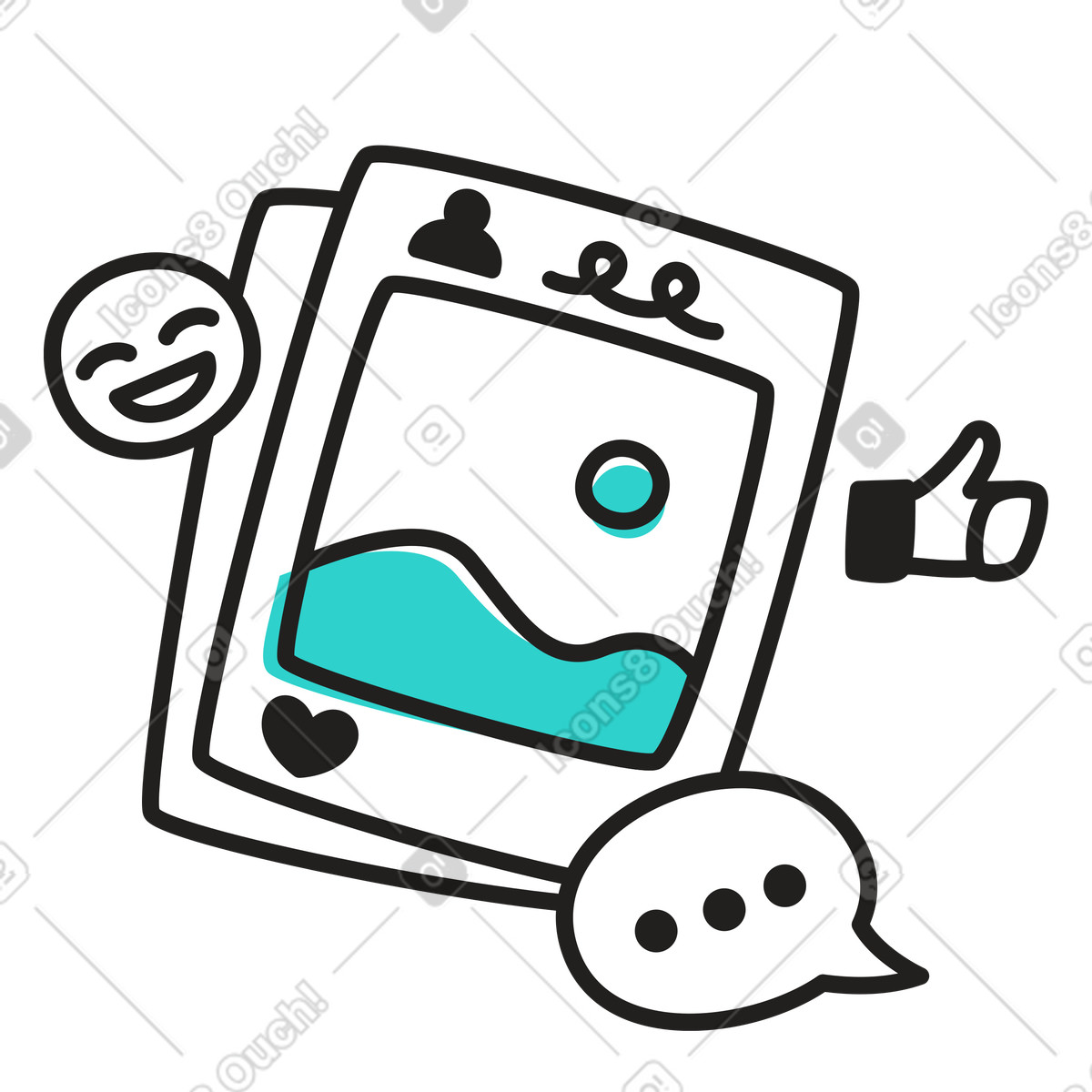 Post e reazioni sui social media illustrazione in stile Little scarica in PNG, SVG