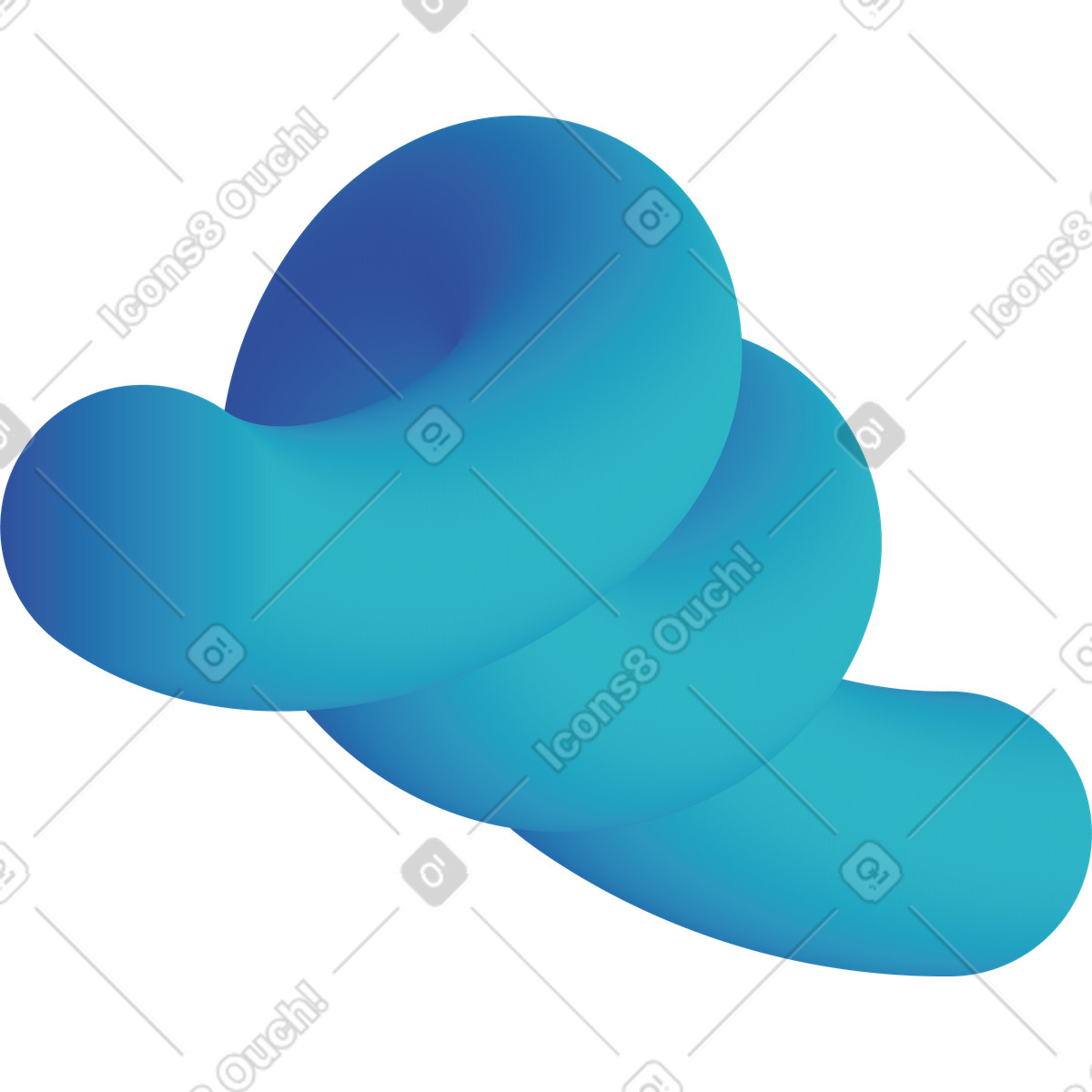 Blue curved shape illustration in Forms style download in PNG, SVG