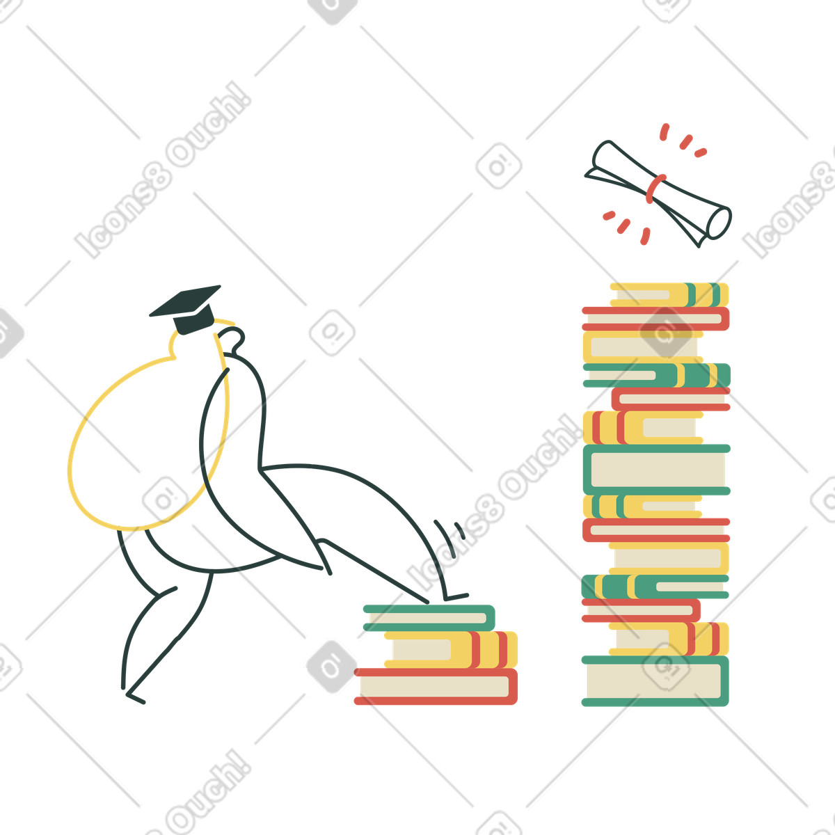 College graduate on her way to a diploma illustration educational clipart vector graphics
