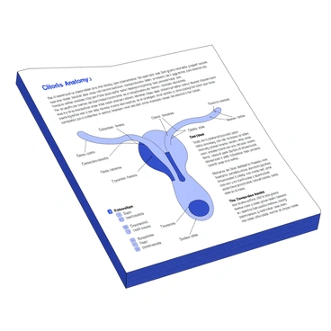 A page from a medical textbook with a detailed clitoris anatomy illustration and annotations