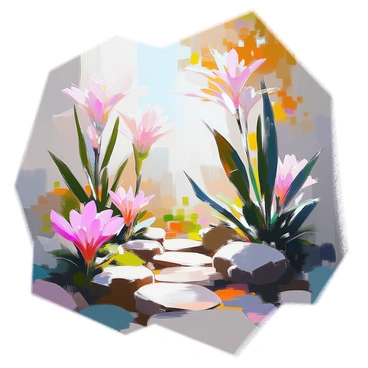 An enchanted garden featuring a variety of unusual plants in shades of black and white. The garden is dense with foliage, showcasing tall, slender plants with striking patterns and textures. Some plants display intricate, lacy leaves, while others have bold, geometric shapes. A hidden pathway winds through the garden, partially obscured by the lush vegetation, enticing the viewer to explore further. The light plays delicately across the scene, casting soft shadows and highlighting the unique details of each plant.